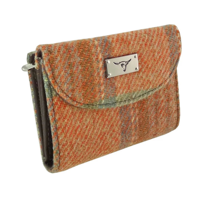 Glen Appin Harris Tweed Ladies Jura Small Purse Pale Orange Stewart Tartan
