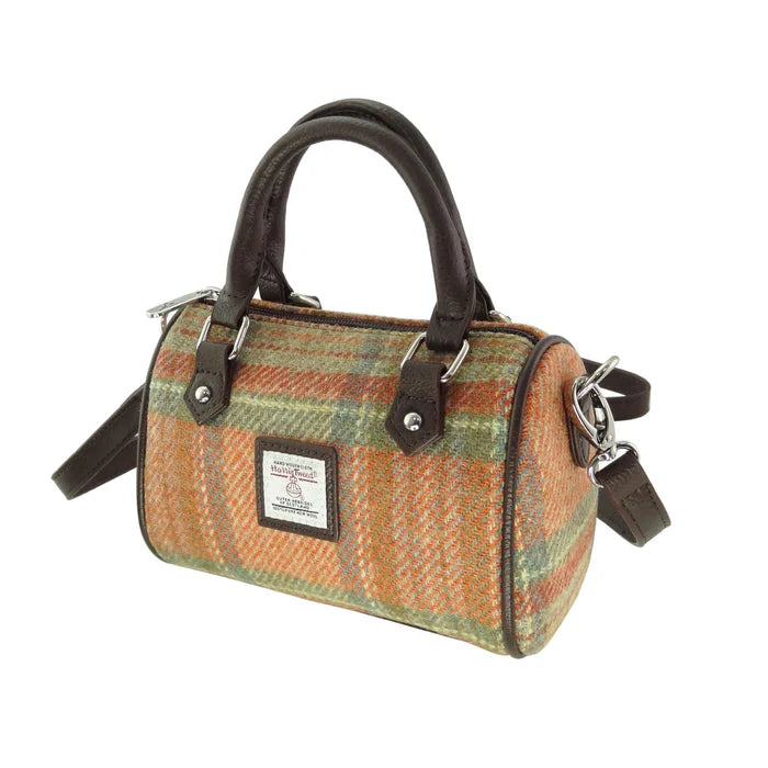 Glen Appin Harris Tweed Kilbride Mini Bowling Bag Pale Orange Stewart Tartan
