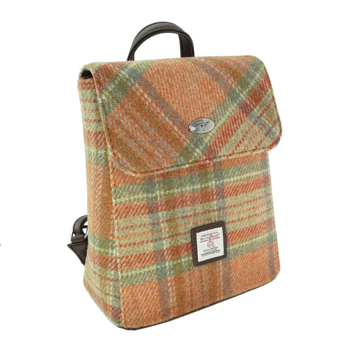 Glen Appin Harris Tweed Tummel Backpack Pale Orange Stewart Tartan