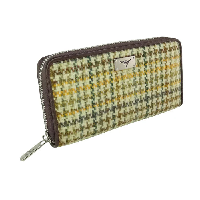 Glen Appin Harris Tweed Ladies Staffa Large Zip Purse Dogtooth