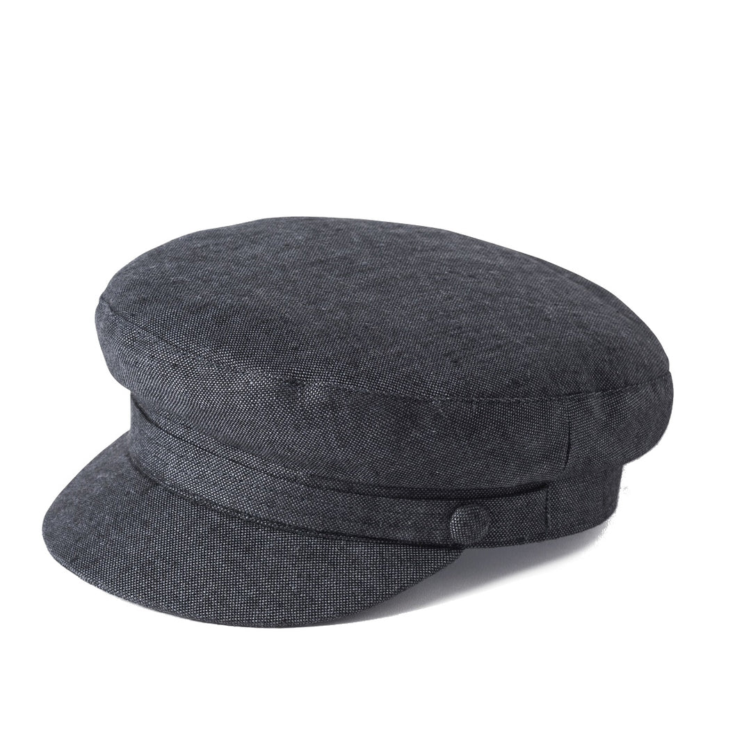 Failsworth Linen Mariner Breton Style Summer Cap In Charcoal