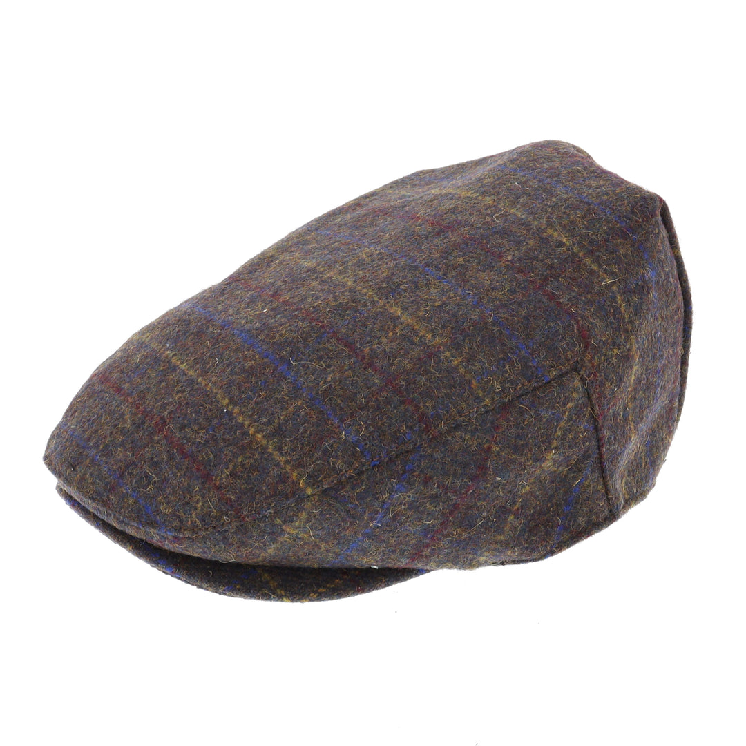 Wool Blend Check Pony Flat Cap