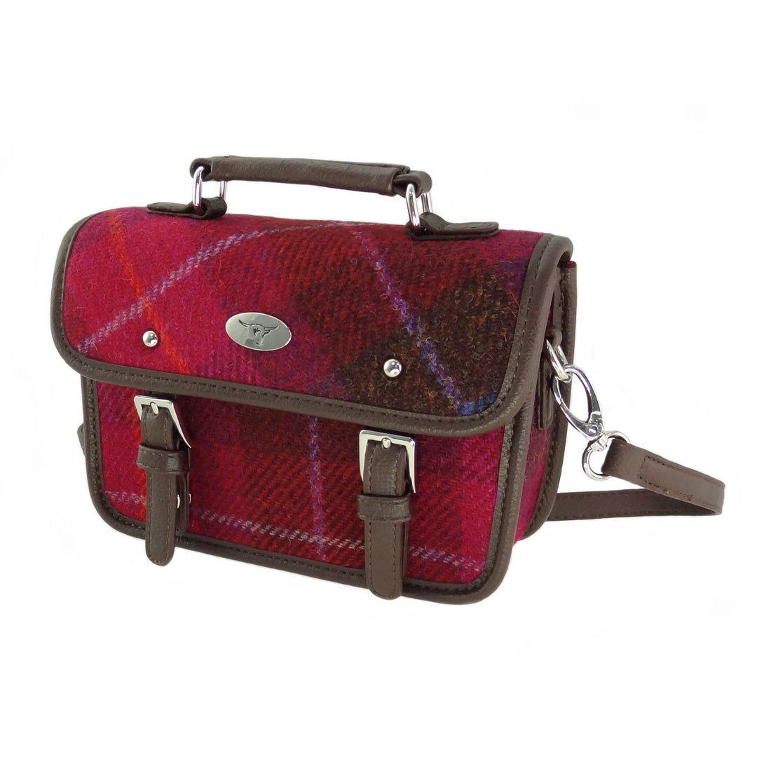 Glen Appin Harris Tweed Bervie Mini Satchel Bag Pink