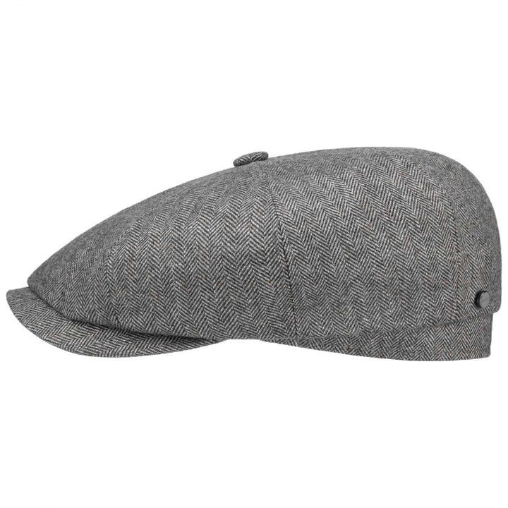Stetson Wool/Silk/Cashmere Hatteras Bakerboy Cap Black Herringbone