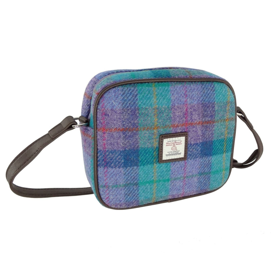 Glen Appin Harris Tweed Almond Mini Handbag Turquoise Check