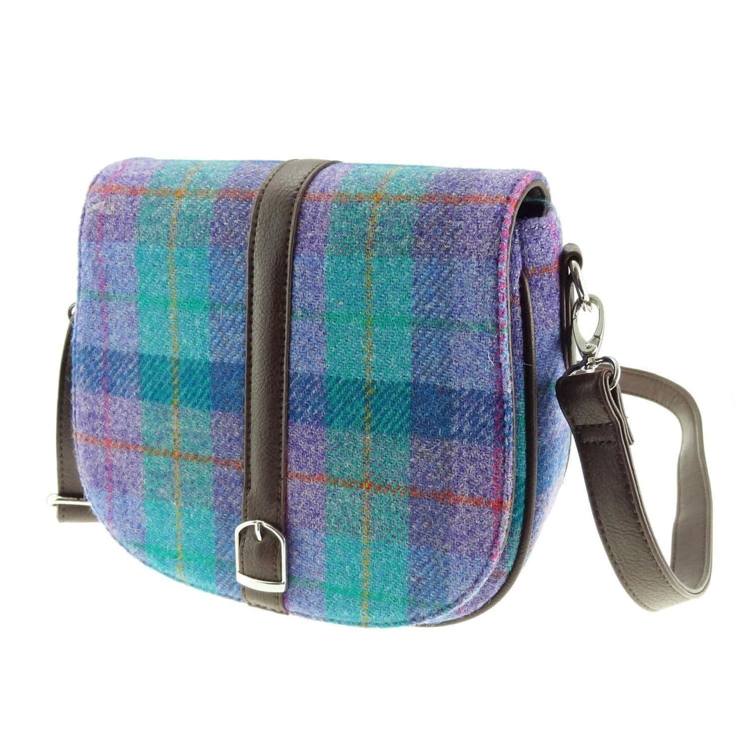 Glen Appin 'Beauly' Harris Tweed Shoulder Bag Turquoise Check