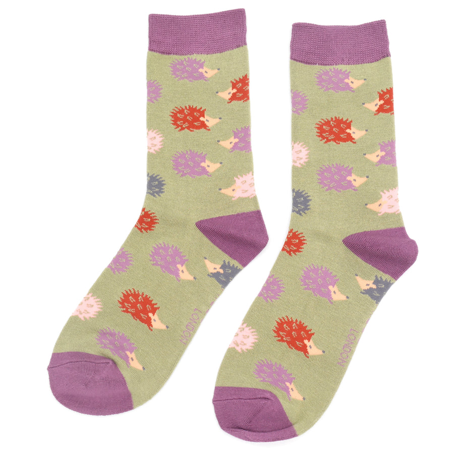 Miss Sparrow Bamboo Hedgehog Socks (Olive)