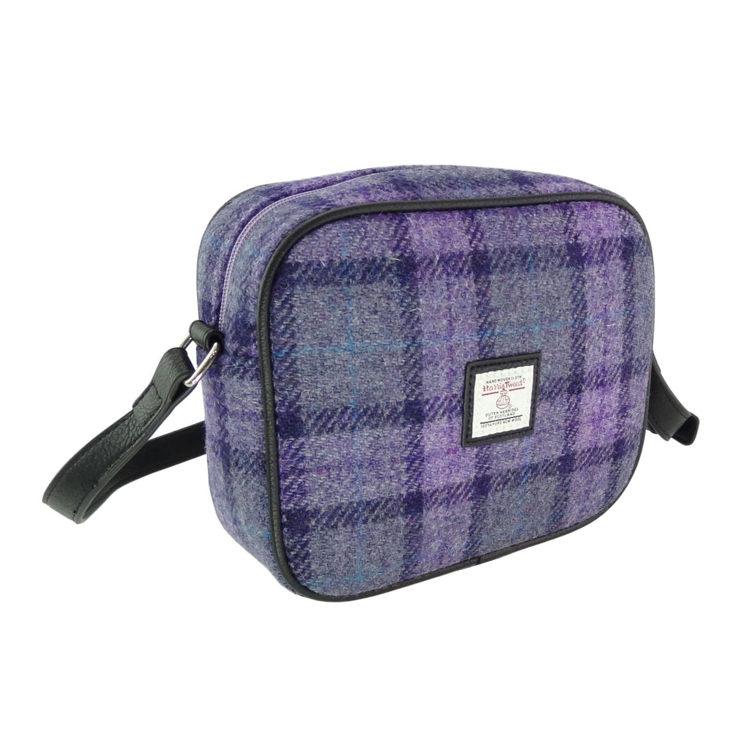 Glen Appin Harris Tweed Almond Mini Handbag Purple Check