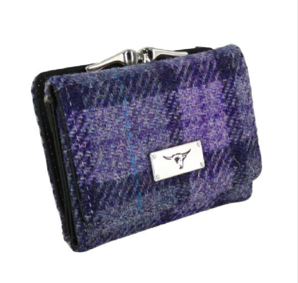 Glen Appin Harris Tweed Ladies Unst Small Clasp Purse Purple Check