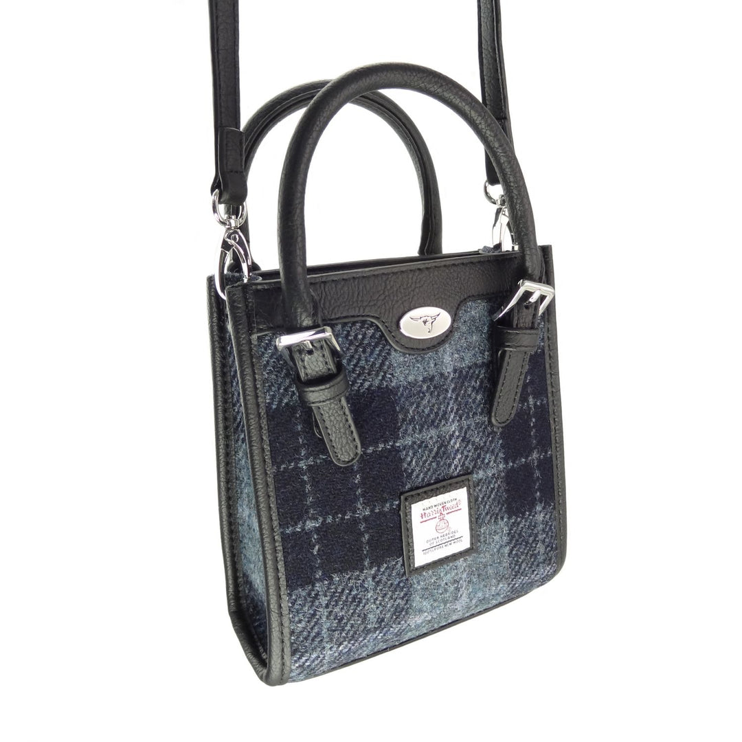 Glen Appin Harris Tweed Keltie Tall Mini Tote Bag in Grey Check