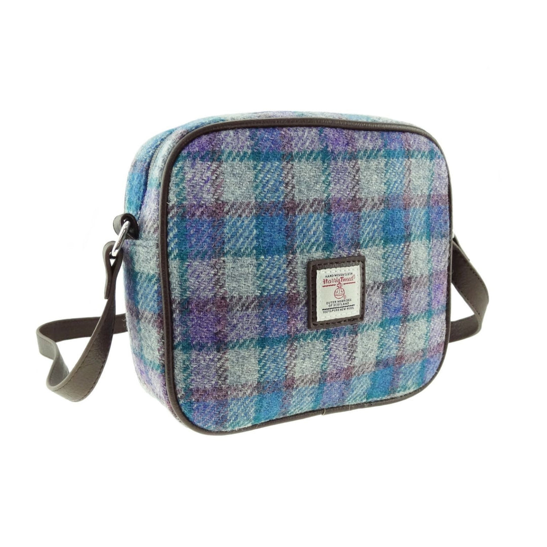 Glen Appin Harris Tweed Almond Mini Handbag Blue Purple Check