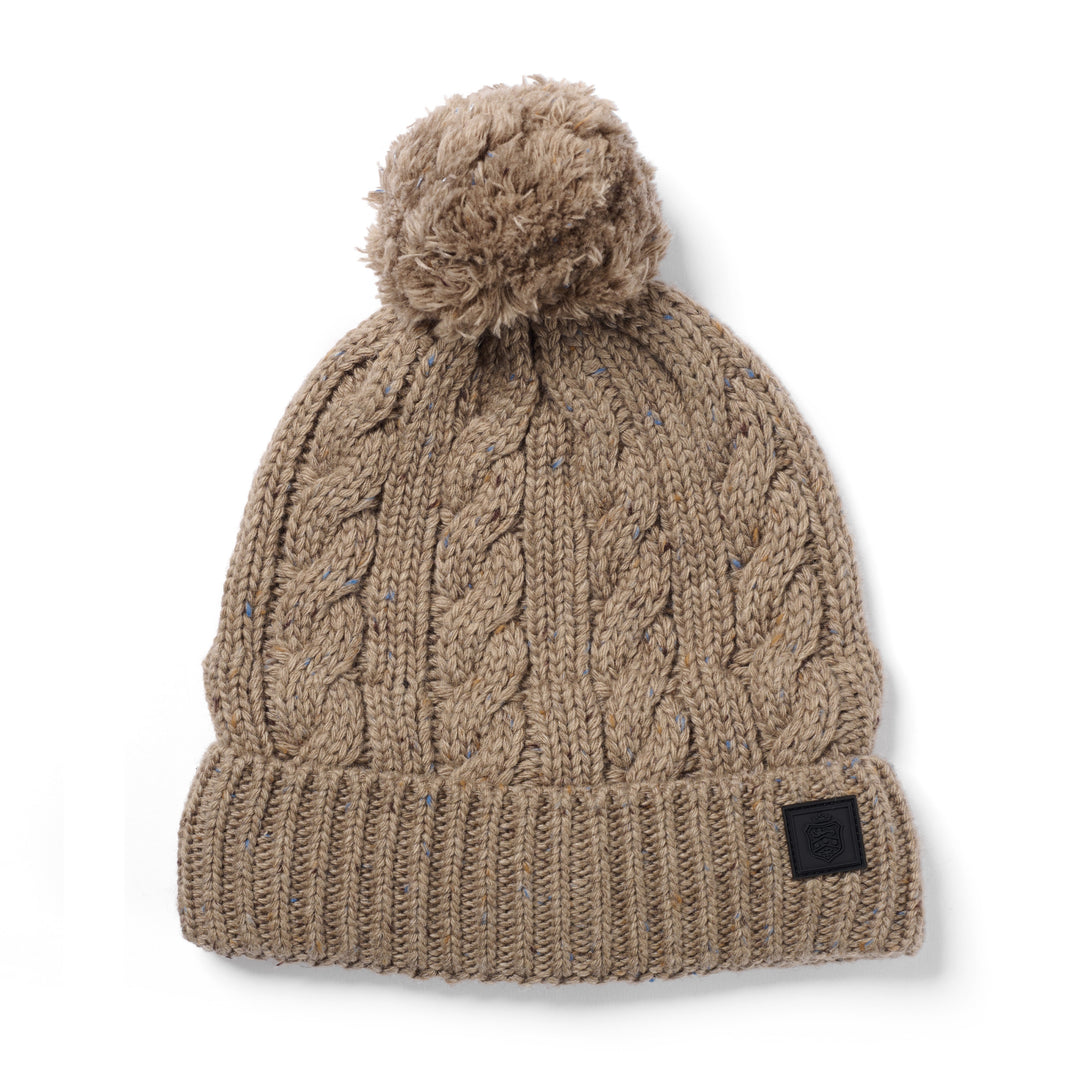 Failsworth Aran Cable Knit Bobble Hat Stone