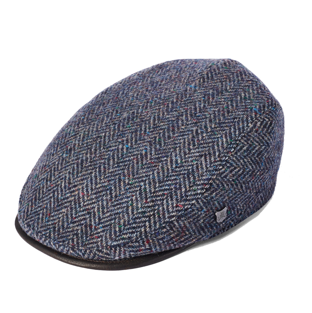 Failsworth Arthur Wool Flat Cap in Blue Herringbone