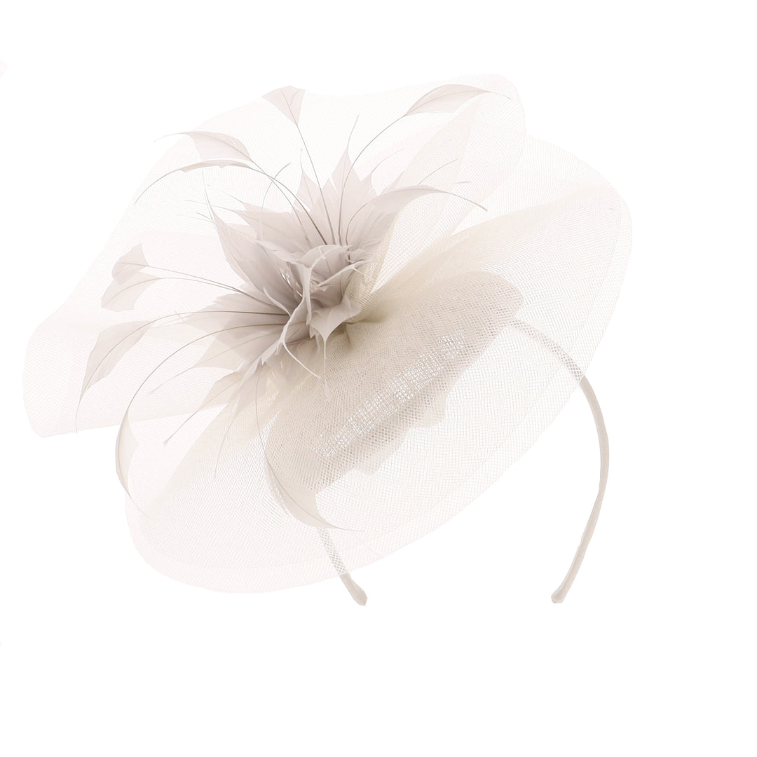 Pearl Grey Headband Pillbox Fascinator (5172)