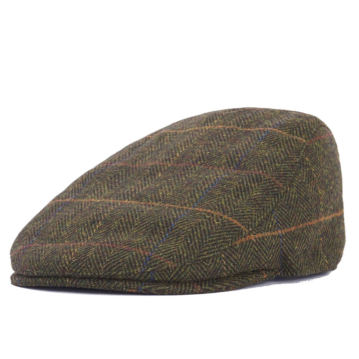 Barbour Cheviot Earflap Flat Cap in Dark Herringbone