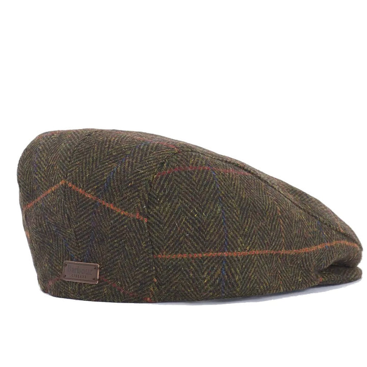 Barbour Cheviot Earflap Flat Cap in Dark Herringbone