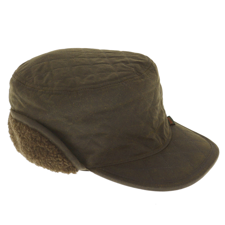 Barbour Waxed Cotton Stanhope Hunting Earflap Cap Olive
