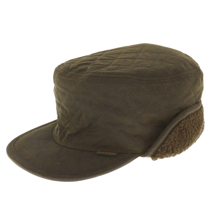 Barbour Waxed Cotton Stanhope Hunting Earflap Cap Olive