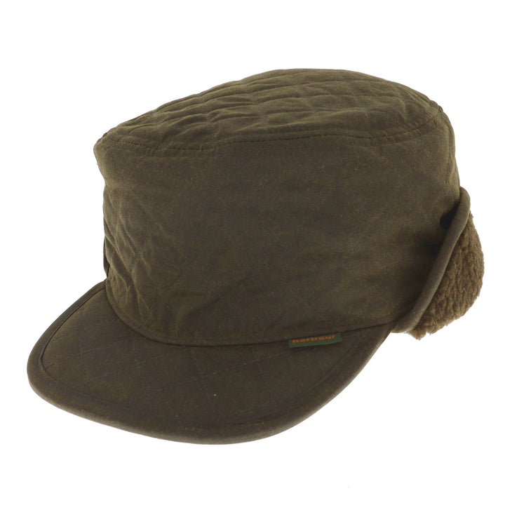 Barbour Waxed Cotton Stanhope Hunting Earflap Cap Olive