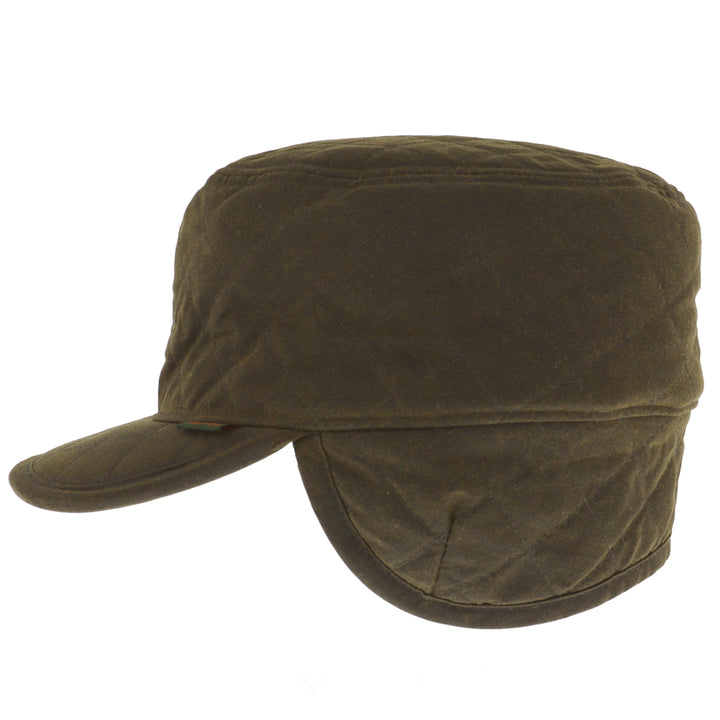 Barbour Waxed Cotton Stanhope Hunting Earflap Cap Olive