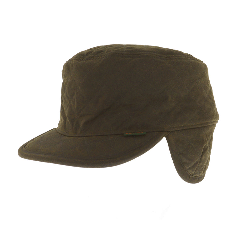 Barbour Waxed Cotton Stanhope Hunting Earflap Cap Olive