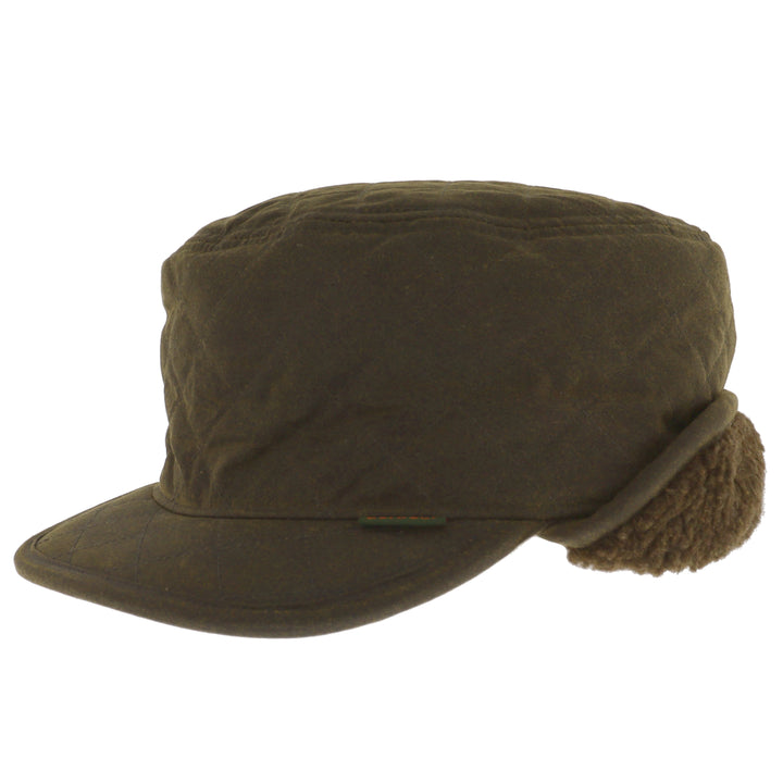 Barbour Waxed Cotton Stanhope Hunting Earflap Cap Olive
