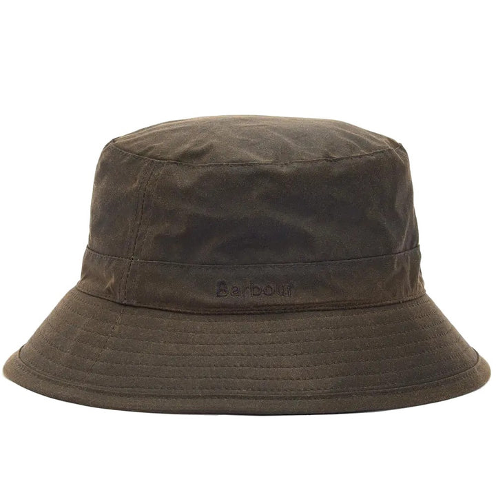 Barbour Waxed Cotton Bucket Hat Olive Green