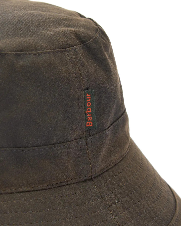 Barbour Waxed Cotton Bucket Hat Olive Green