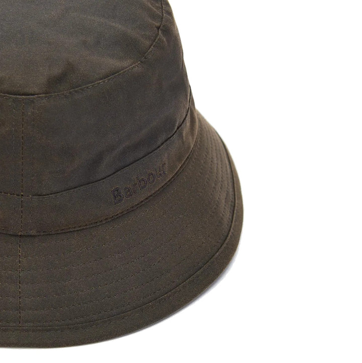 Barbour Waxed Cotton Bucket Hat Olive Green