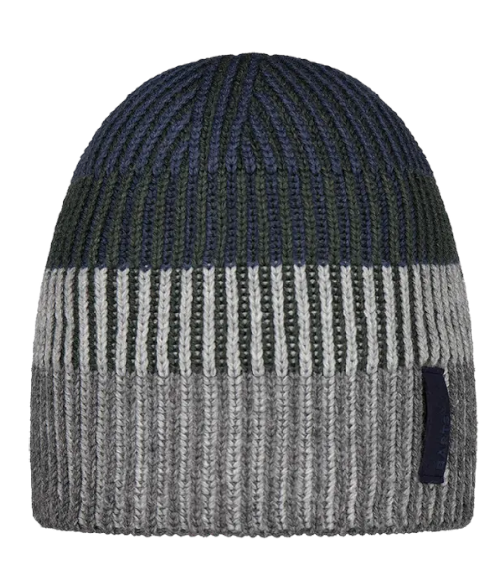 Barts Deshka Stripe Beanie Hat - Dark Heather