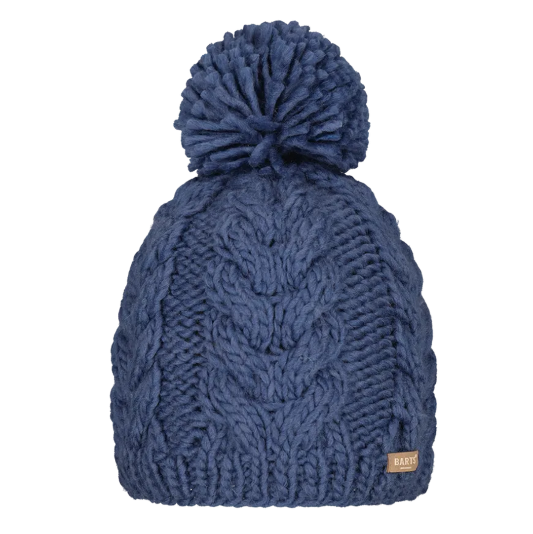 Barts Kelle Cable Knit Pom Bobble Hat - Navy