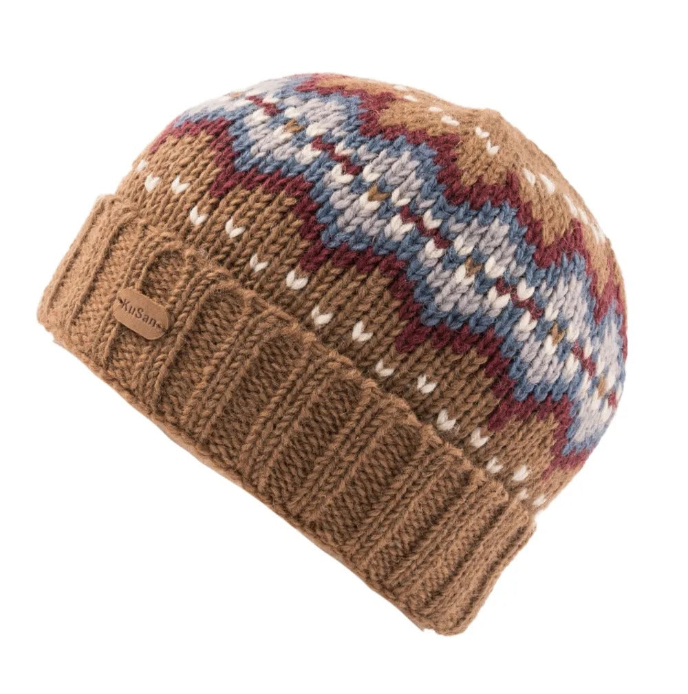 Kusan Wool Turn Up Beanie Toffee