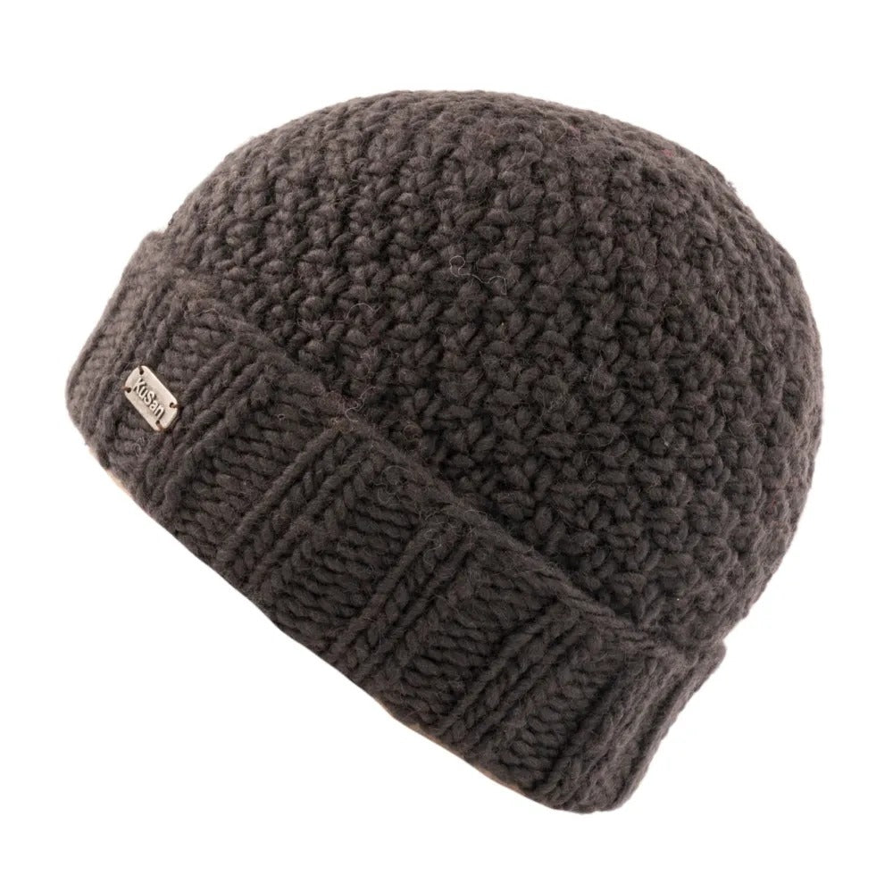 Kusan Moss Yarn Beanie Hat Charcoal