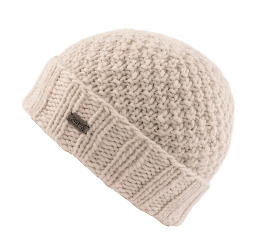 Kusan Moss Yarn Beanie Hat Oatmeal