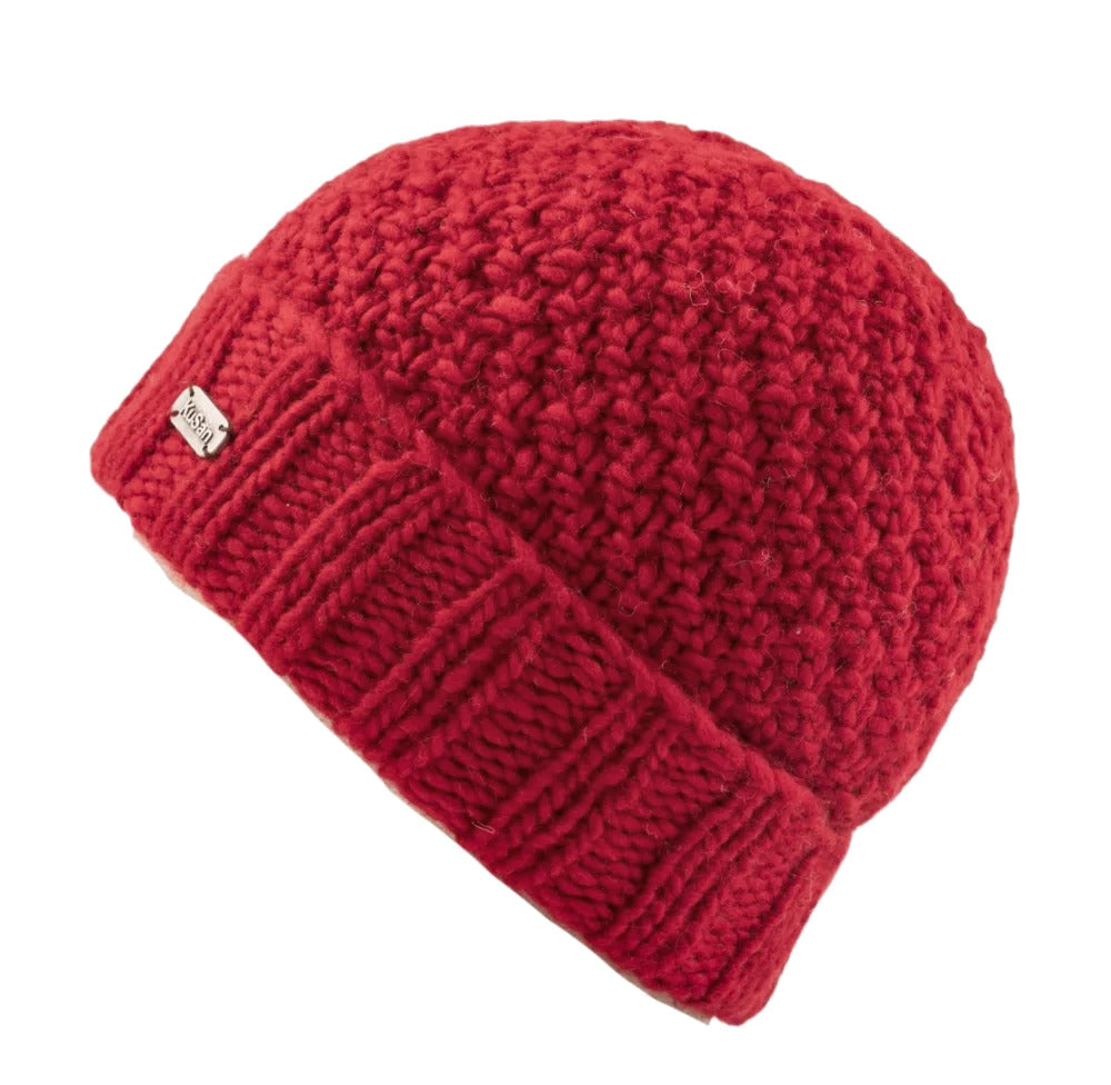 Kusan Moss Yarn Beanie Hat Red