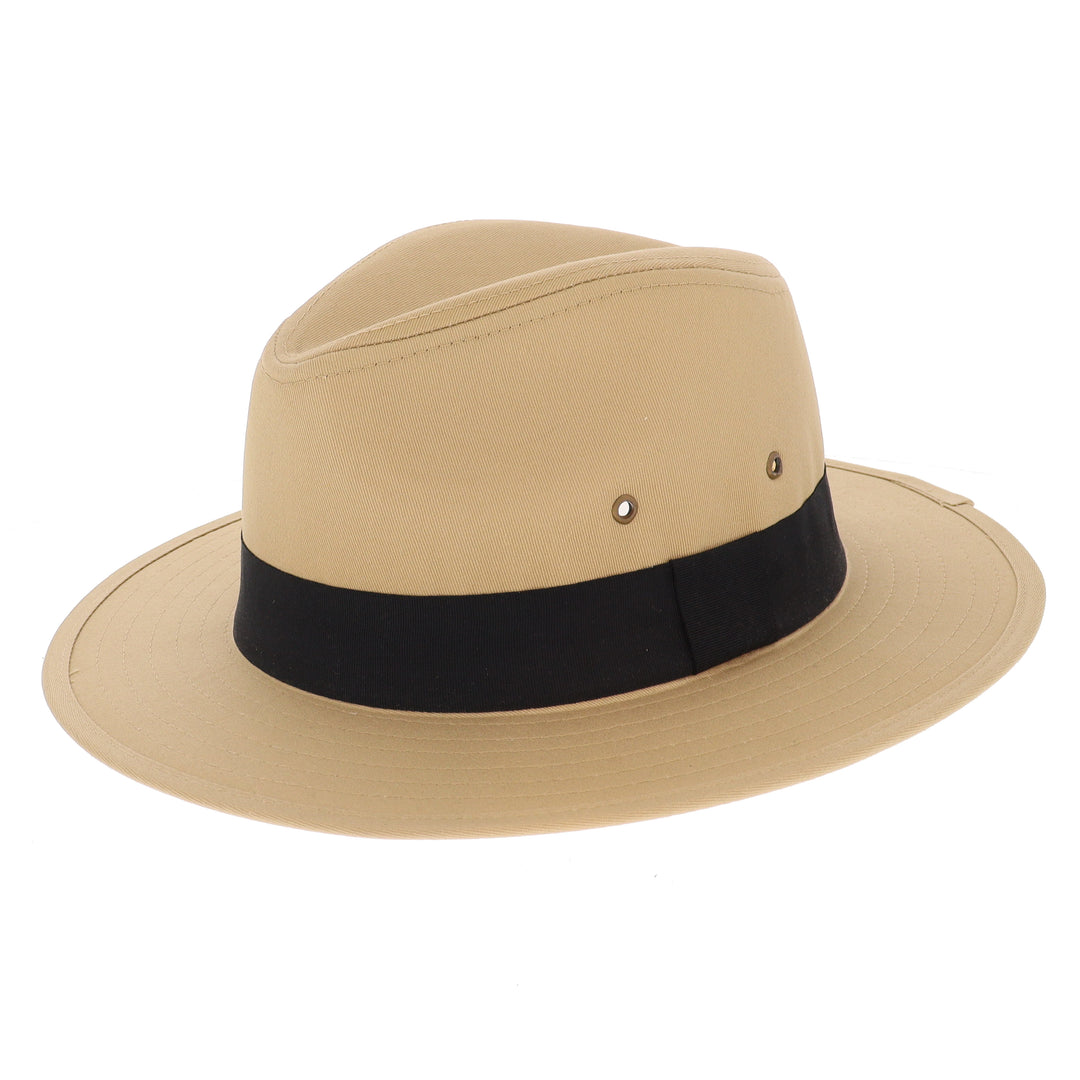 Sand Cotton Fedora With Black Band