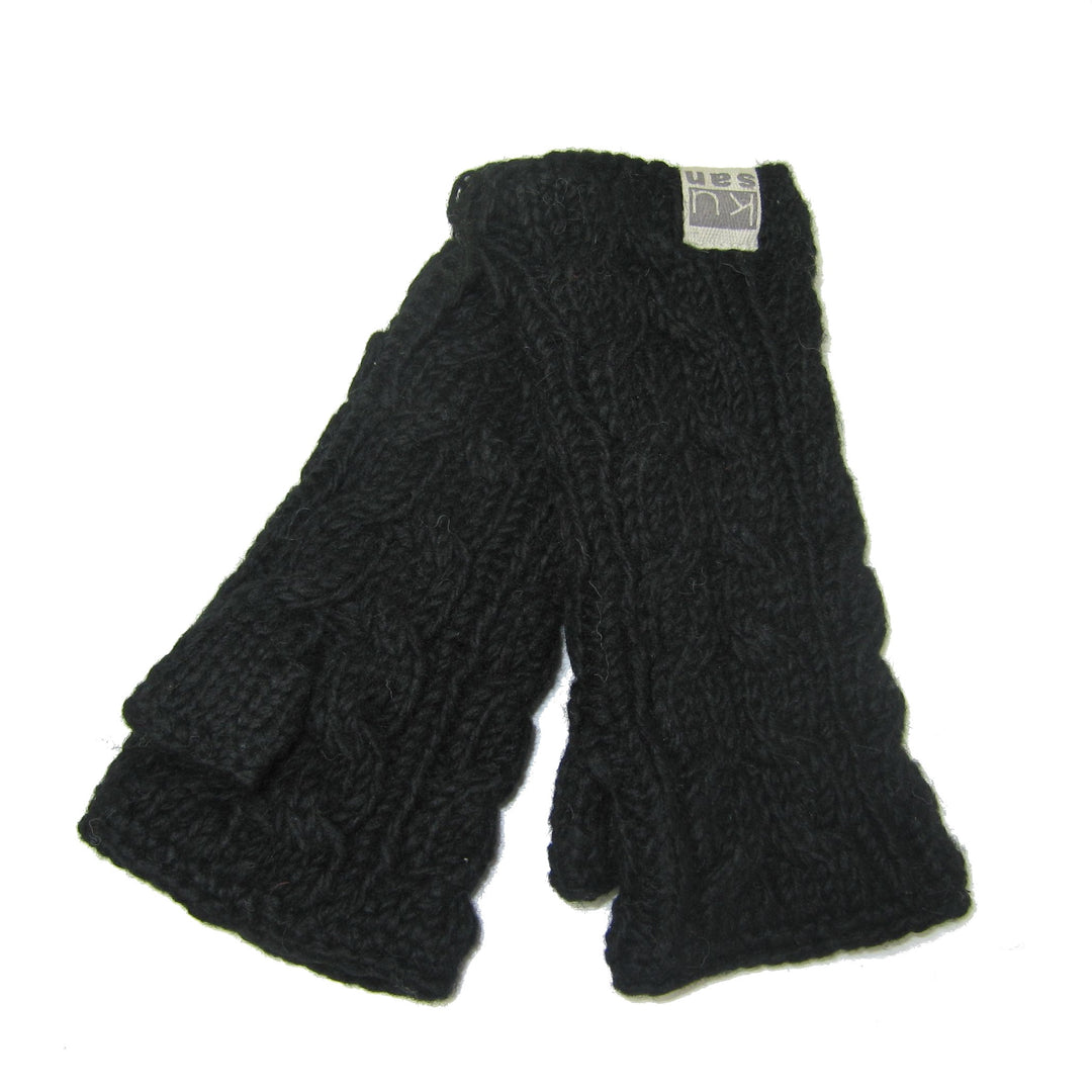 Kusan Cable Knit Handwarmers Black