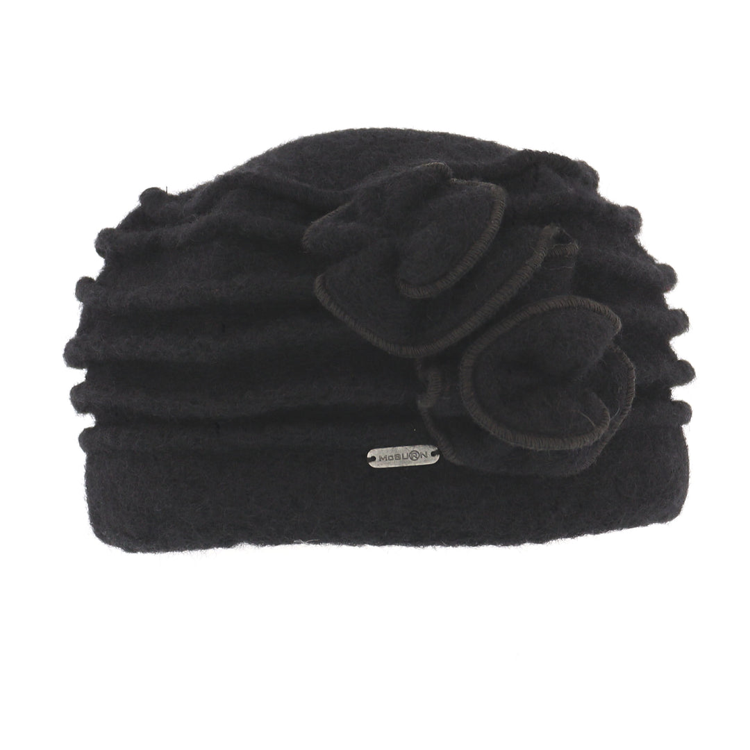 Black Wool Pull On Pillbox Hat