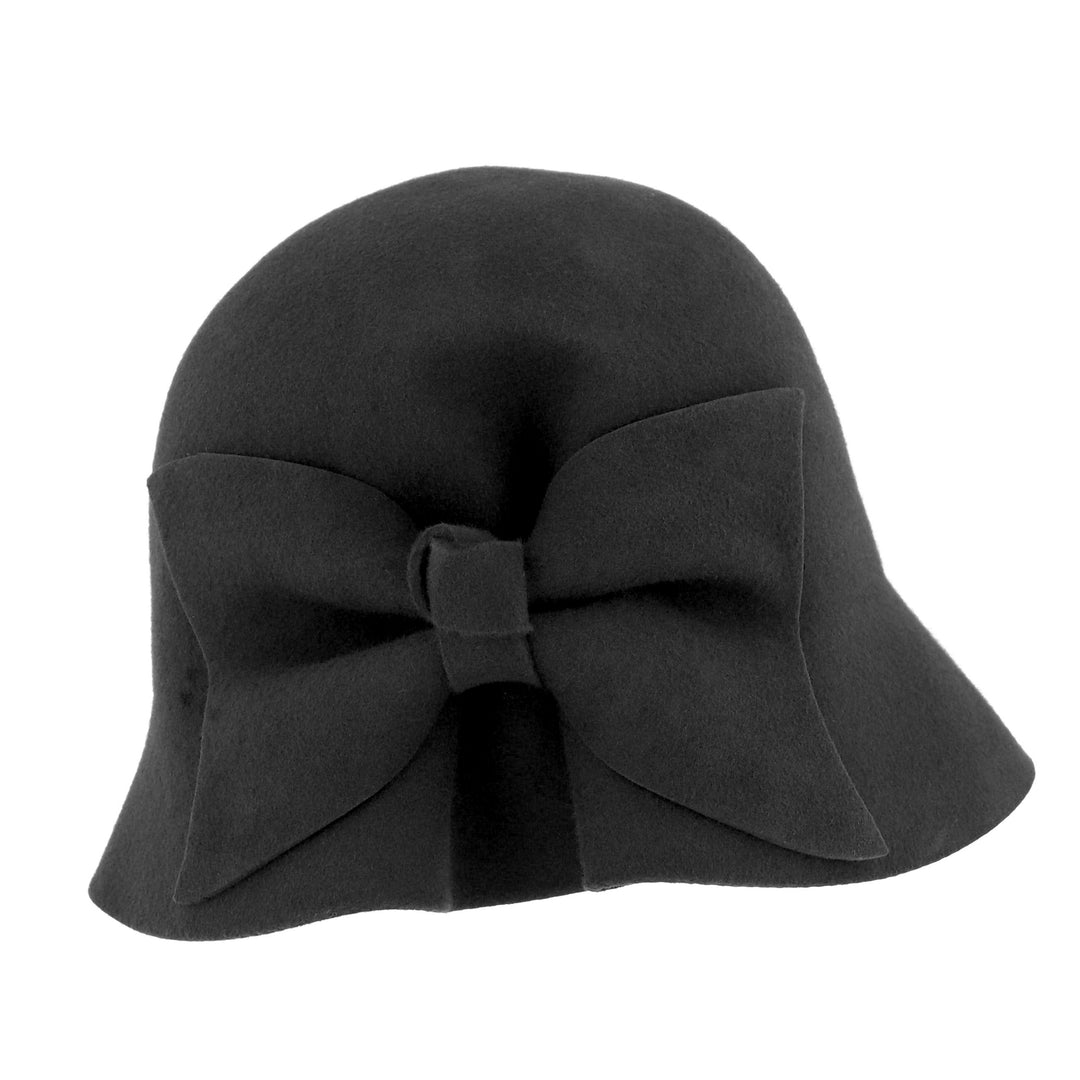 Black Bow Wool Cloche Hat From Fischer Accessories