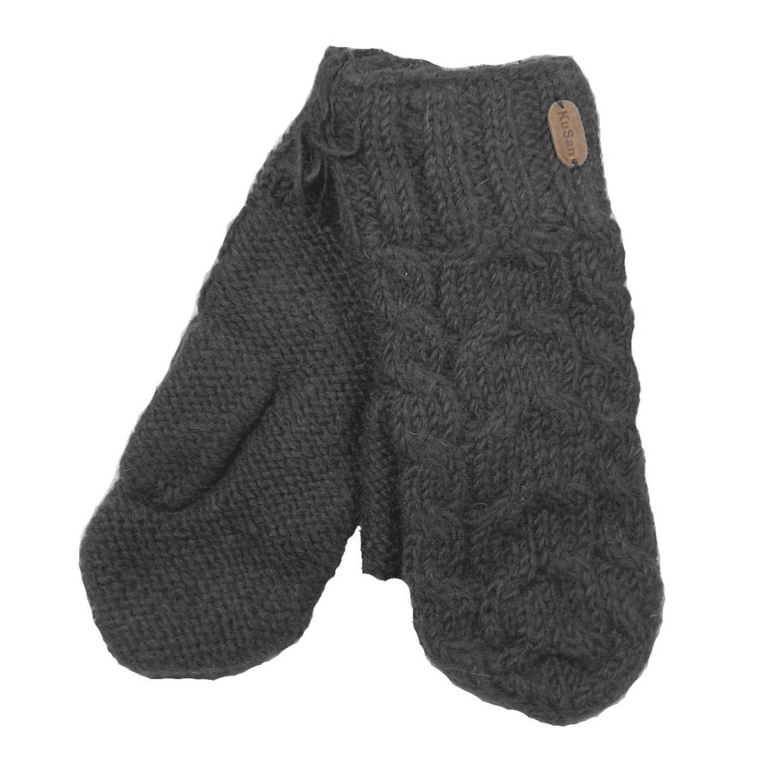 Kusan Cable Knit Mittens Black (PK2228)
