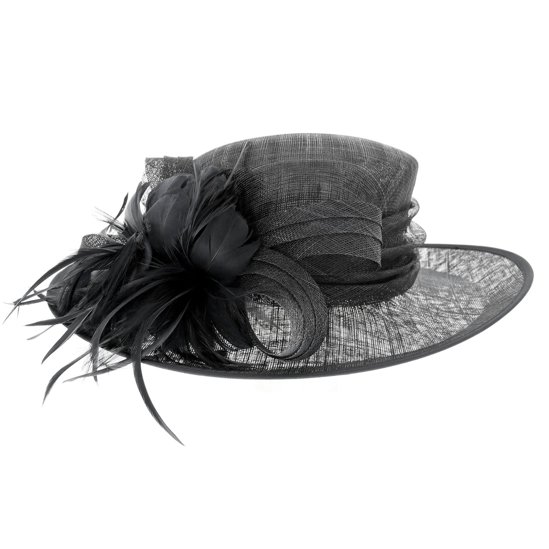 Wide Brim Sinamay Wedding Hat Black