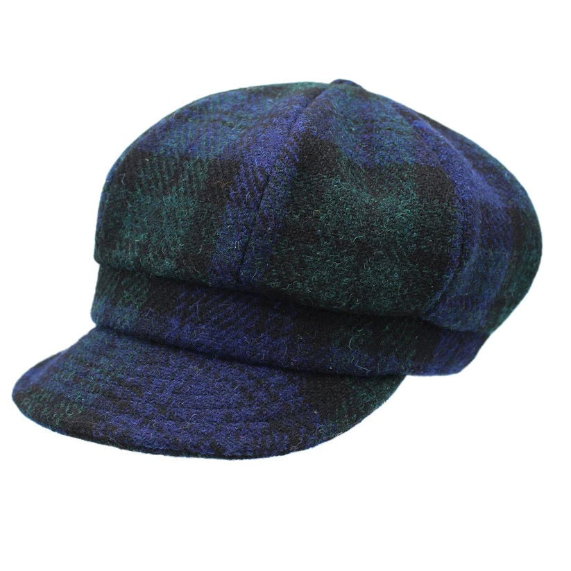Failsworth Ladies Harris Tweed Cap Black Watch Tartan