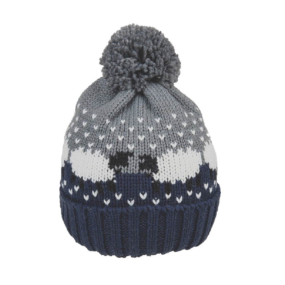 Blue & Grey Sheep Bobble Hat
