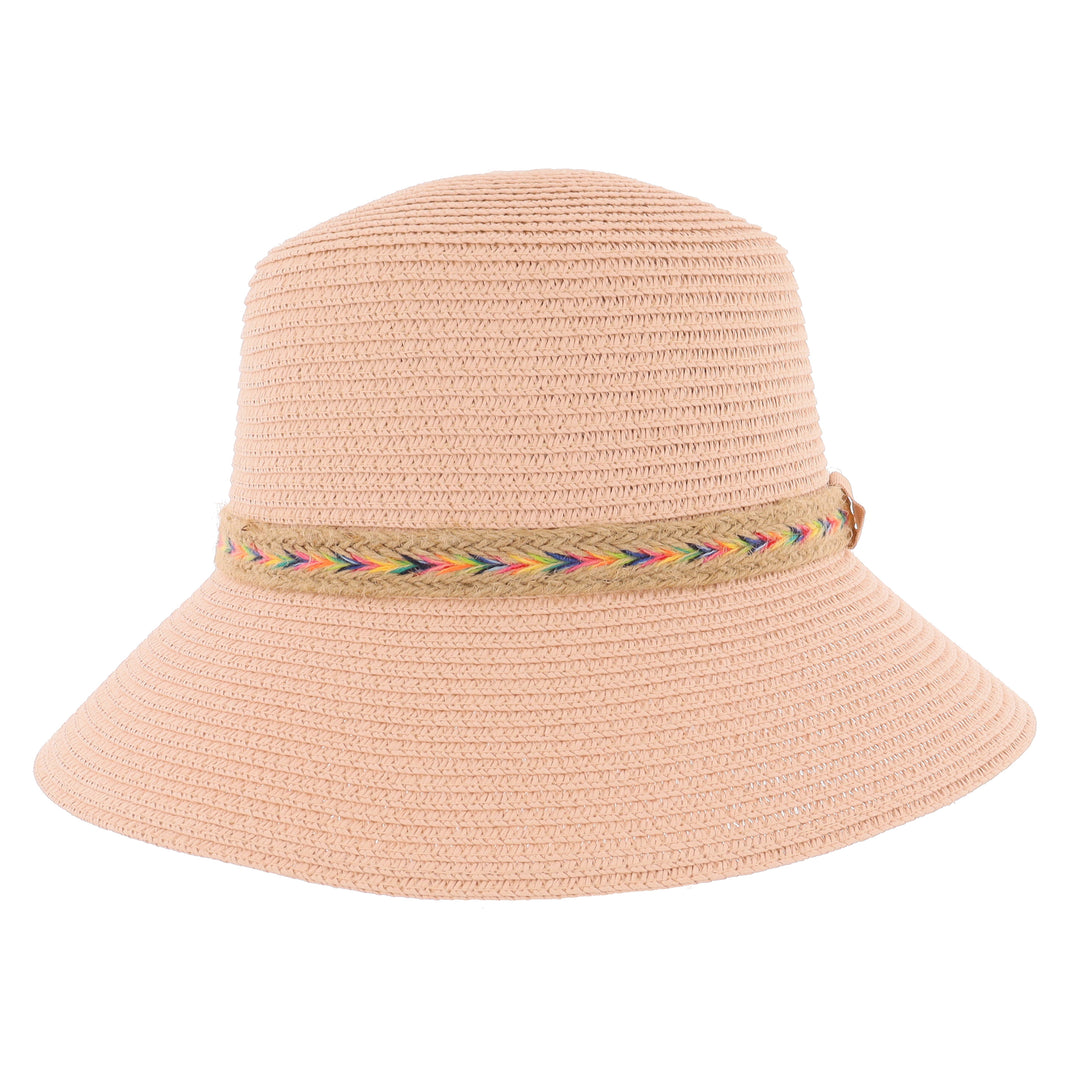 Ladies Down Brim Summer Straw Hat in Blush