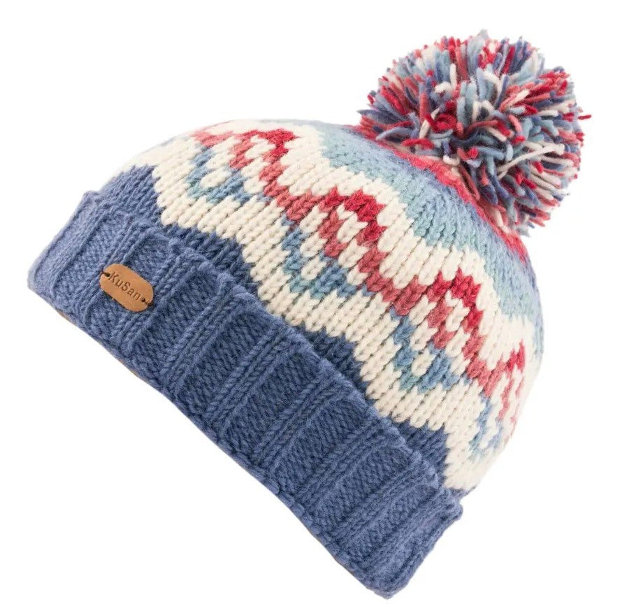 Kusan Wool Bobble Hat Denim