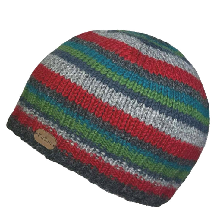 Kusan Wool Brooklyn Stripe Beanie Charcoal/Green