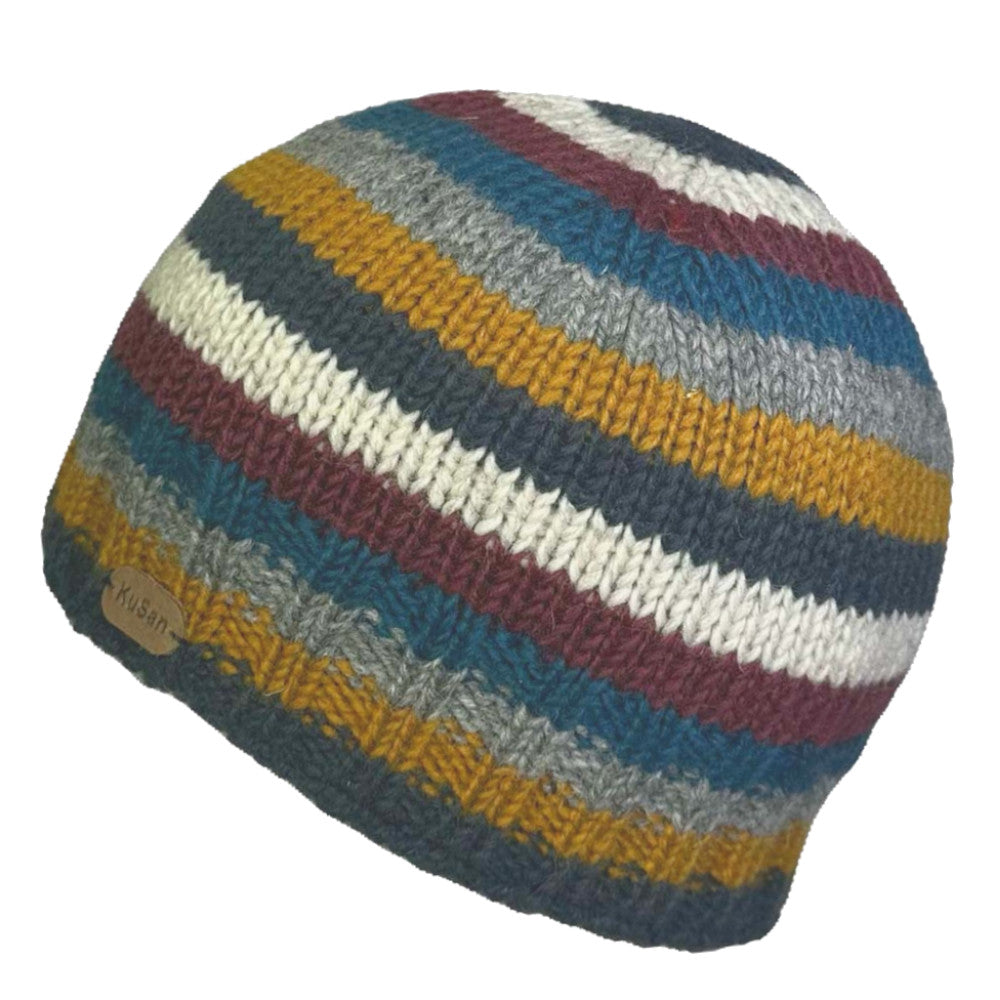 Kusan Wool Brooklyn Knitted Stripe Beanie Navy/Plum (PK2416)