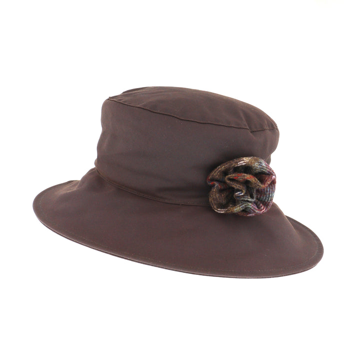 Whiteley Gemma Ladies Wax Cloche Hat In Chocolate Brown