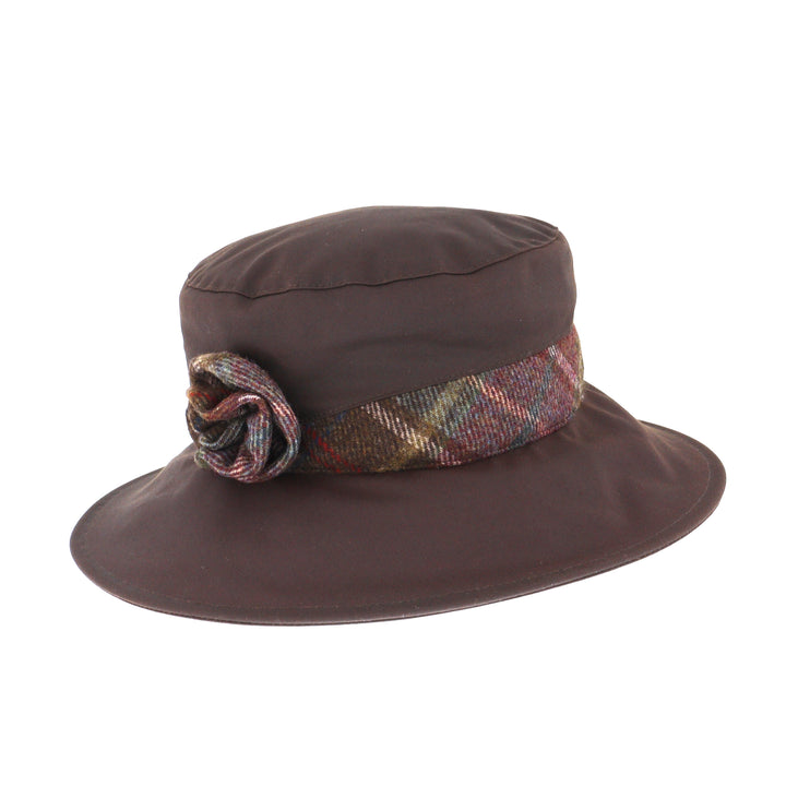 Whiteley Gemma Ladies Wax Cloche Hat In Chocolate Brown
