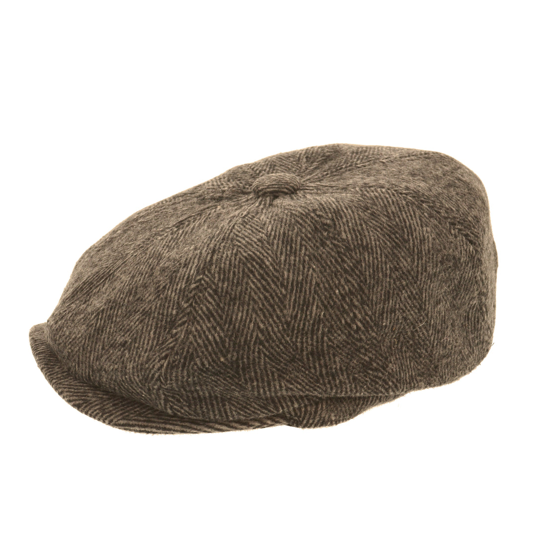 Brown Herringbone Bakerboy Cap